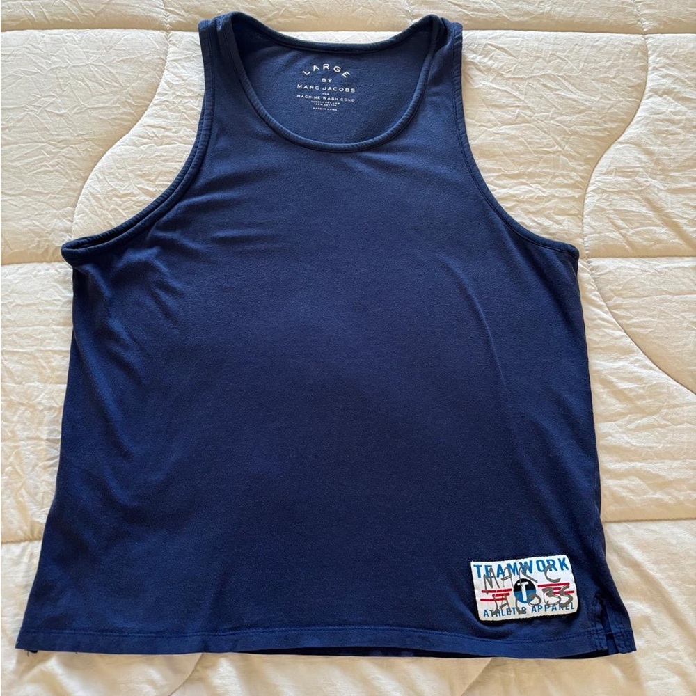 Marc Jacobs Deep Blue Tank Top with Patch Large